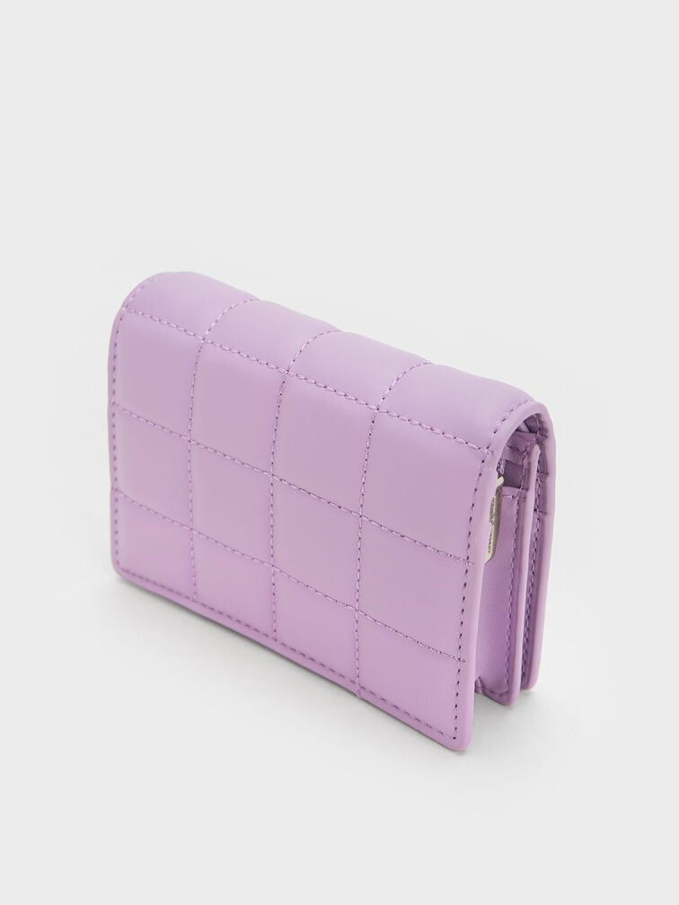 Quilted Mini Short Wallet, Lilac, hi-res