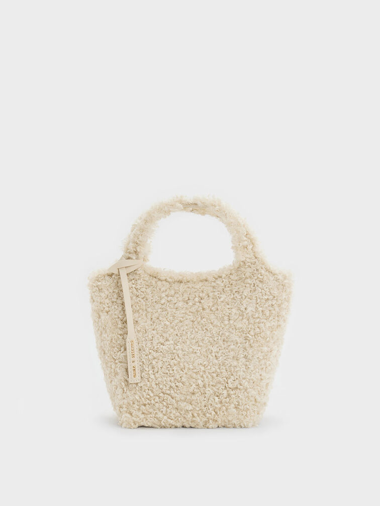 Chain Strap Small Cabas Bag in Light Beige