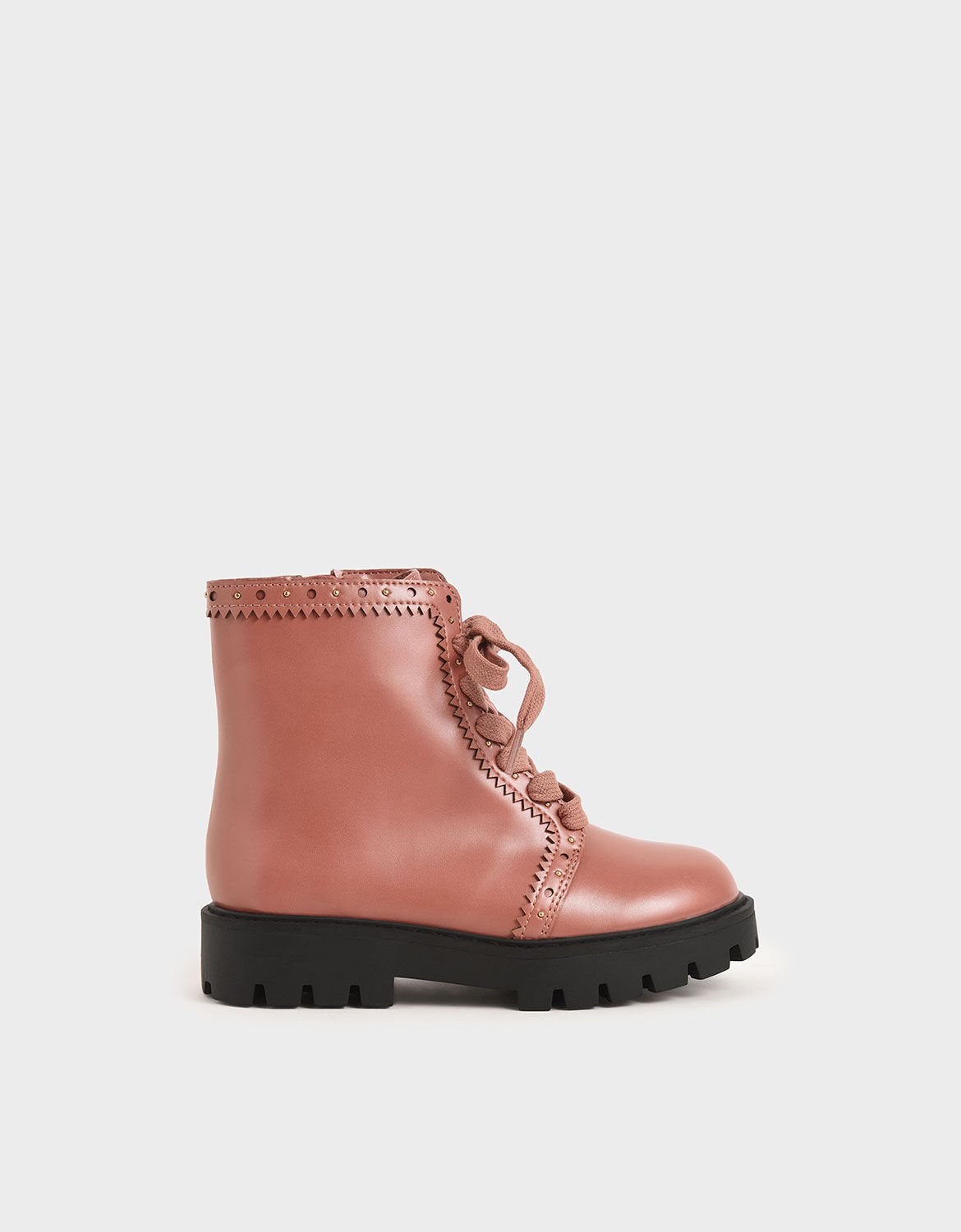 Pink Girls' Studded Lace-Up Ankle Boots 