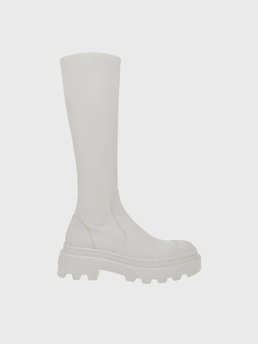 Indra Knee-High Boots, White, hi-res