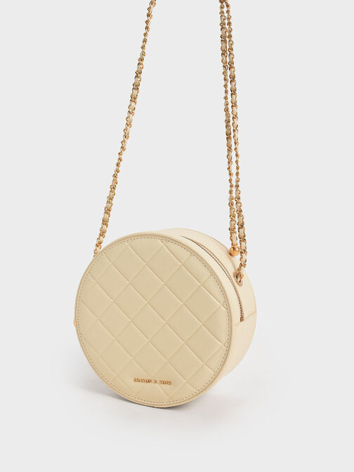 Kwan Quilted Circle Bag, Beige, hi-res