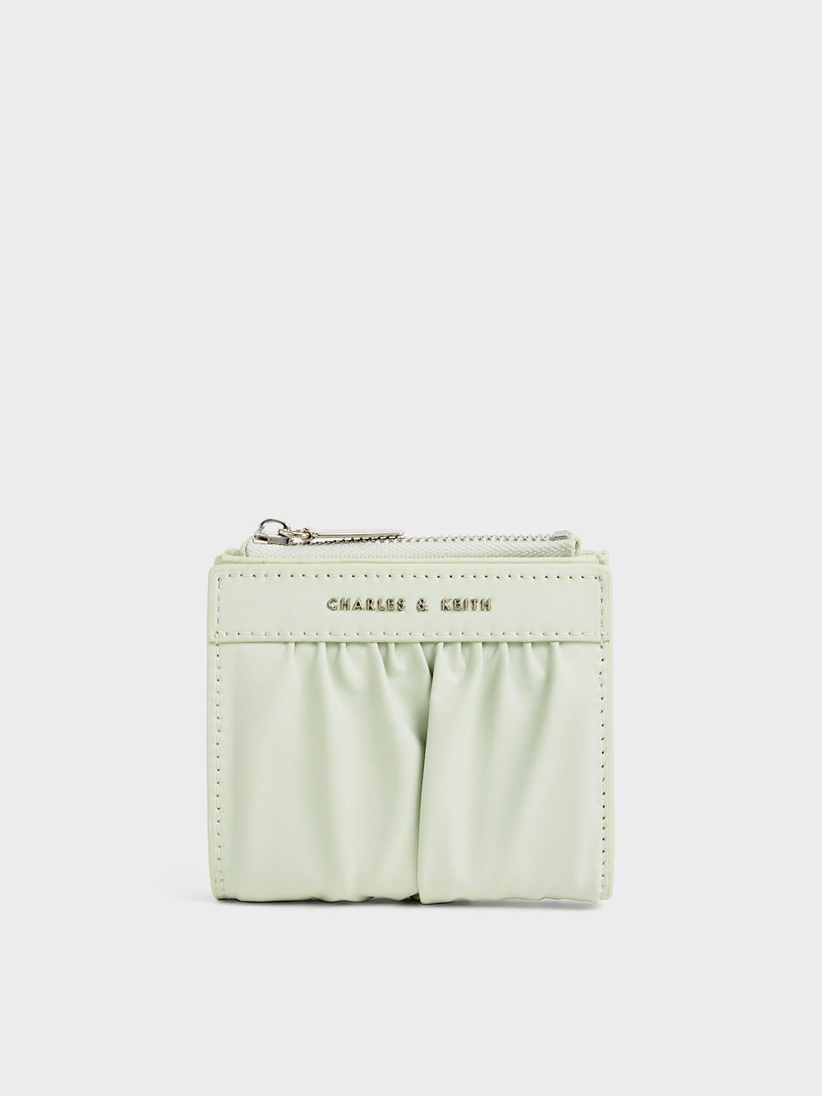 Ruched Short Wallet, Mint Green, hi-res