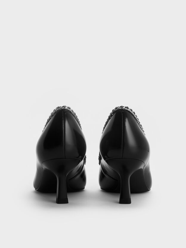 Braided-Chain Pointed-Toe Kitten Heels, Black Box, hi-res