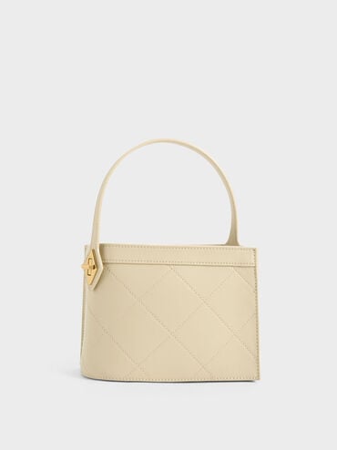 Metallic Accent Quilted Bag, Butter, hi-res