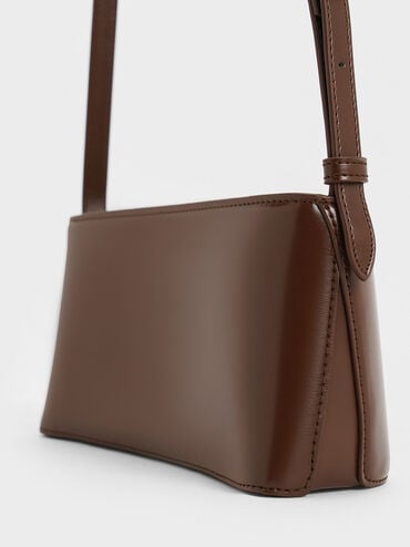 Wisteria Elongated Shoulder Bag, Dark Brown, hi-res