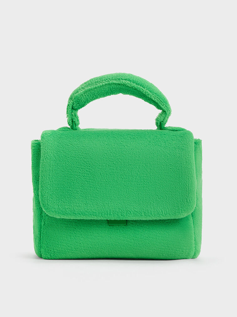 Bolso Loey texturizado con asa superior, Verde, hi-res