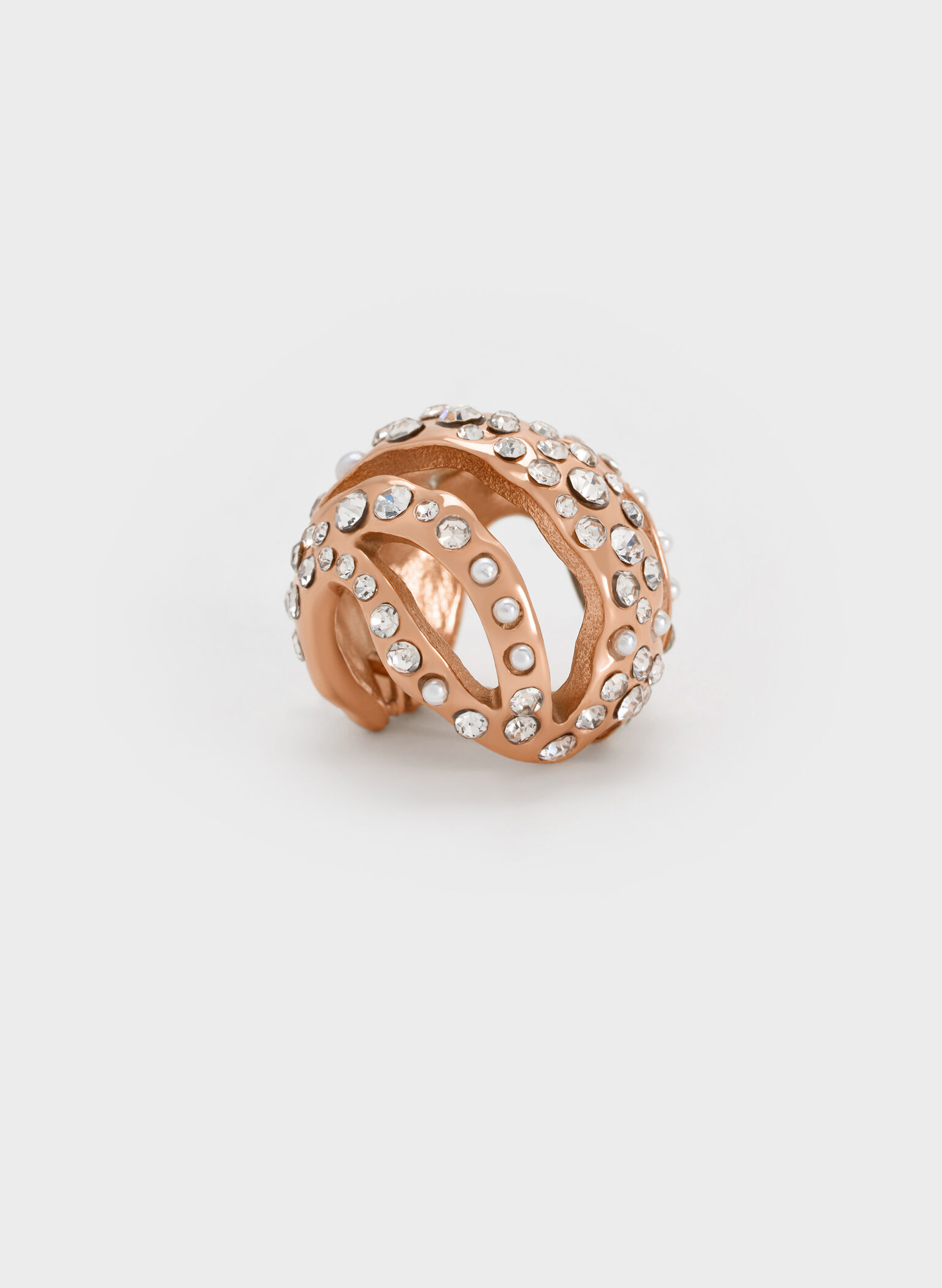 Aine Crystal Sculptural Hoop Earrings, Rose Gold, hi-res