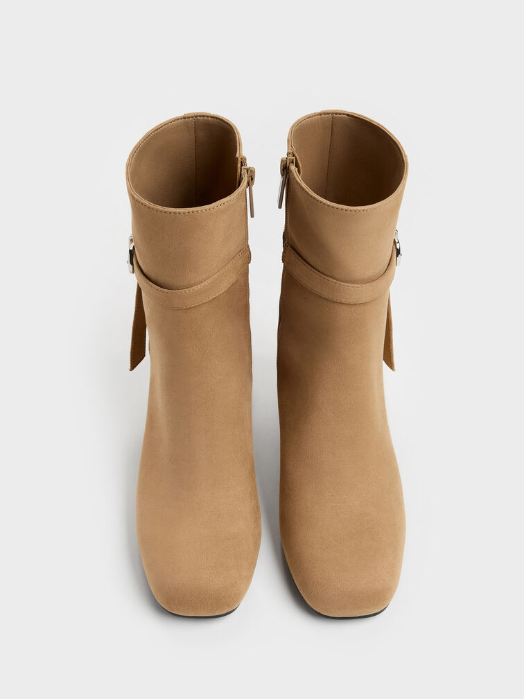 Eliza Faux Suede Block-Heel Ankle Boots, Sand, hi-res