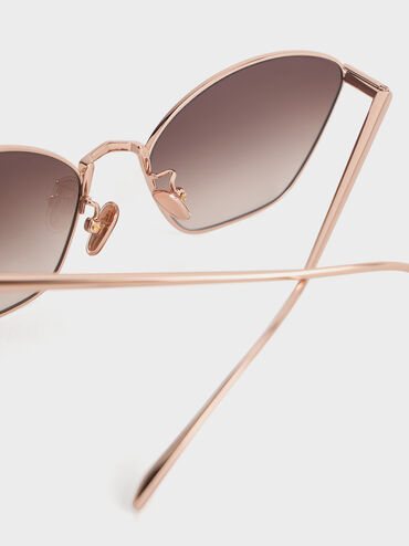 Crystal-Accent Cat-Eye Sunglasses, Rose Gold, hi-res