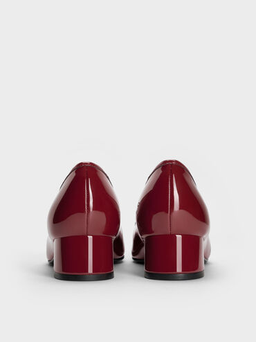 Barbara Patent Pearl-Embellished Bow Ballet Pumps, Red, hi-res