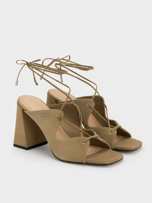 Sandalias de tac&oacute;n de ante Jianna, Verde militar, hi-res