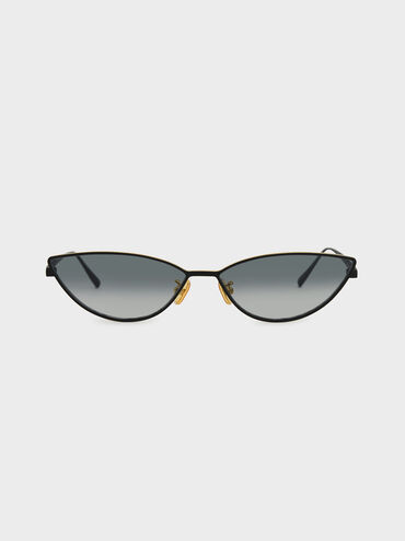 Tinted Cat-Eye Sunglasses, Black, hi-res