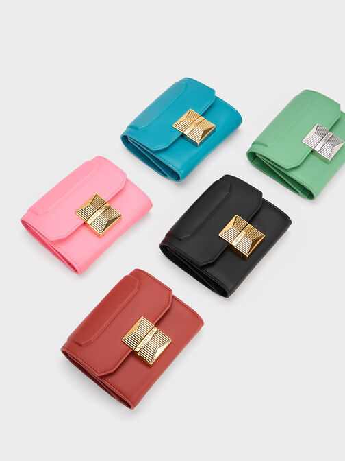 Kalinda Metallic Accent Wallet, Brick, hi-res