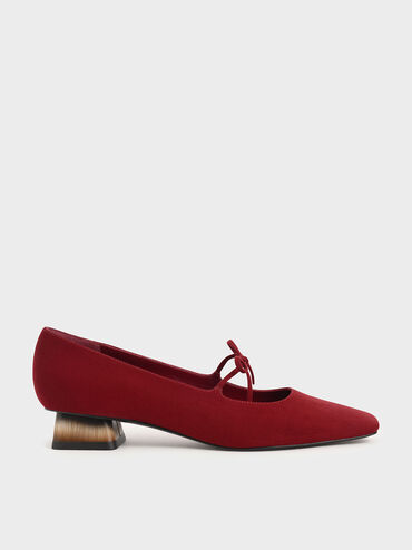 Bow Tie Mary Janes, Red, hi-res