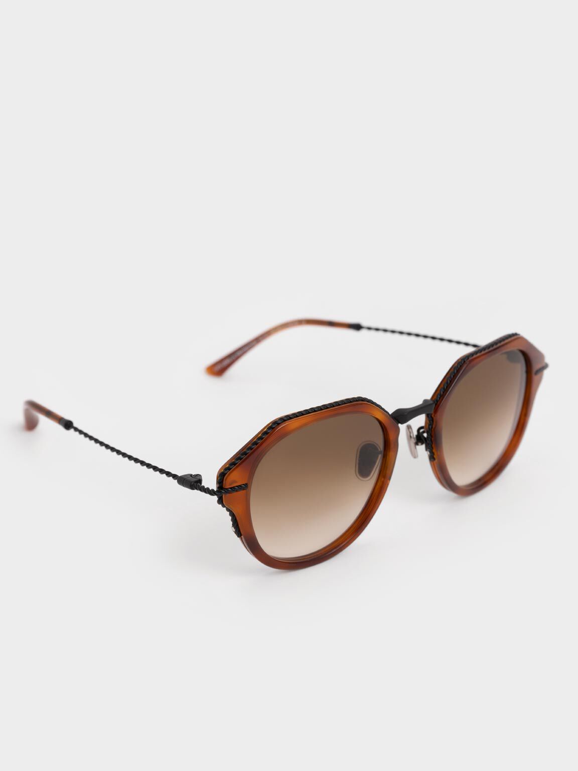 Recycled Acetate Tortoiseshell Oval Sunglasses, T. Shell, hi-res