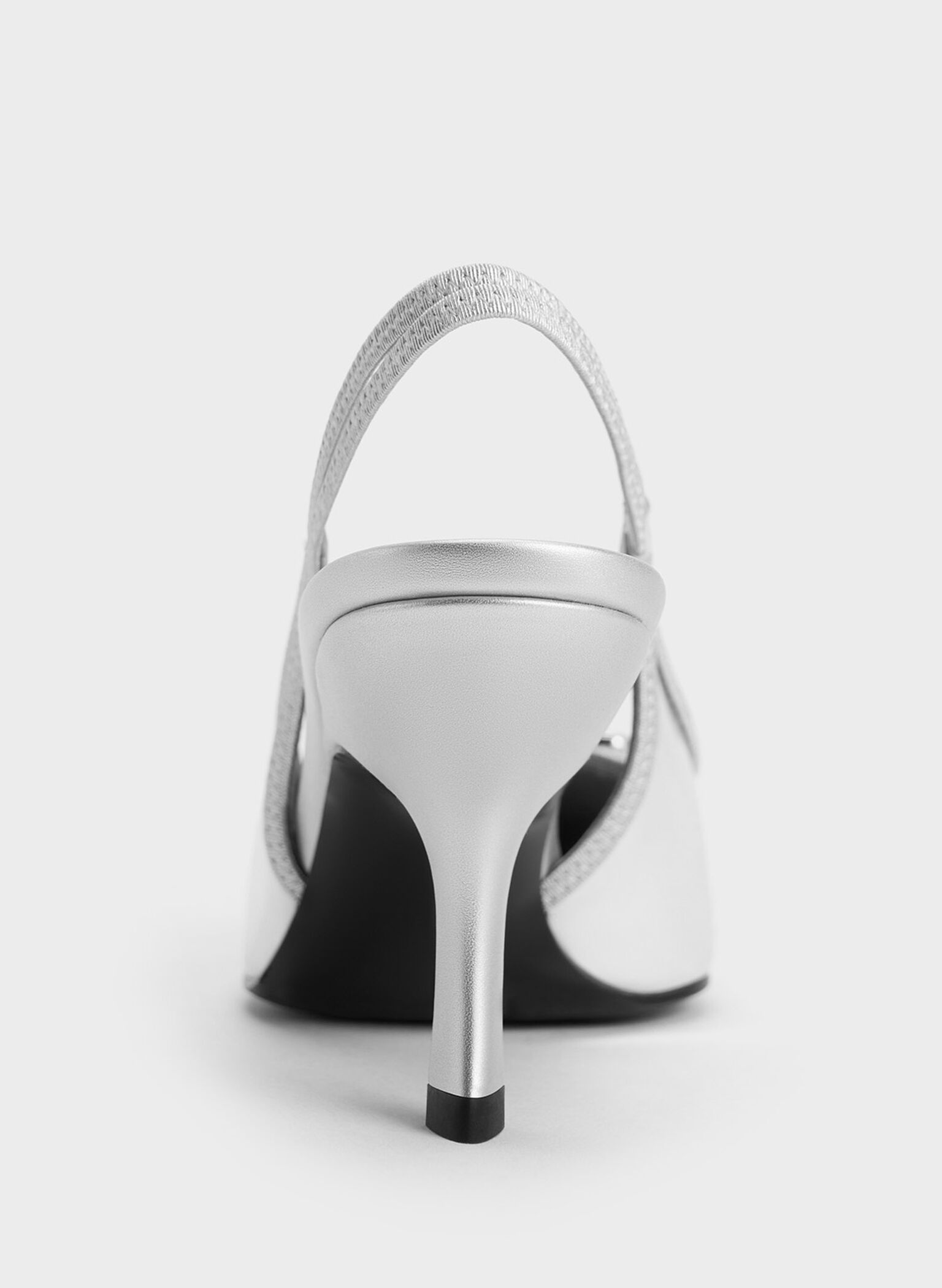Anita Metallic Buckled Pointed-Toe Slingback Pumps, Silver, hi-res