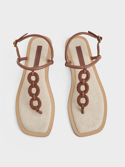 Raffia Ring Thong Sandals, Multi, hi-res
