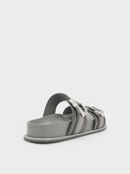 Gabine Leather Ombre Buckled Sandals, Light Grey, hi-res