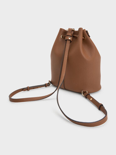 Beryl Drawstring Backpack, Chocolate, hi-res