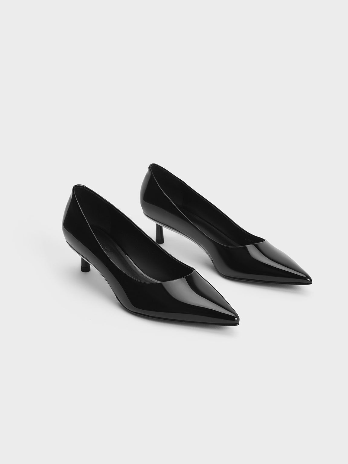 Navy patent online kitten heel shoes