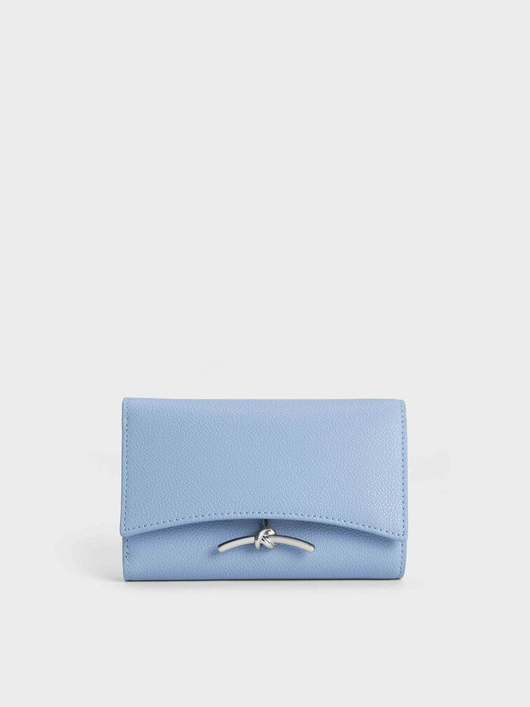 Light Blue Huxley Metallic Accent Front Flap Wallet - CHARLES
