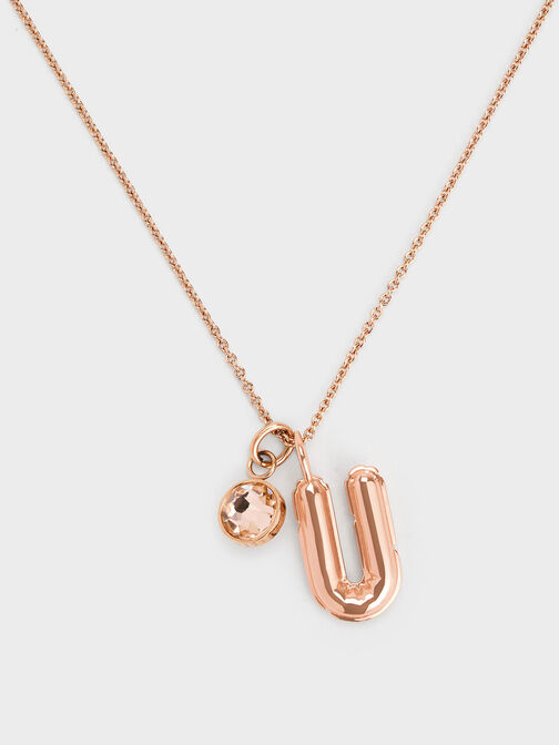 Alphabet 'U' Charm, Rose Gold, hi-res