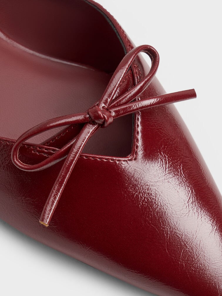 Bow Mary Jane Mules, Burgundy, hi-res