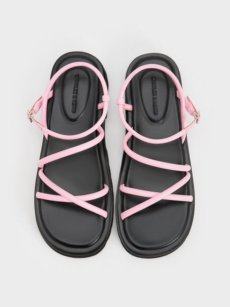 Tubular Strap Sandals, Pink, hi-res