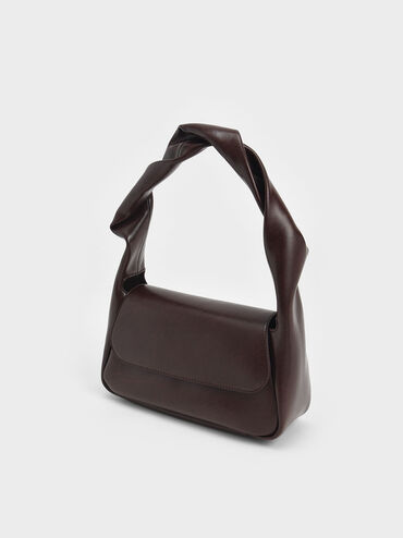 Willow Twist Top Handle Shoulder Bag, Dark Oak, hi-res