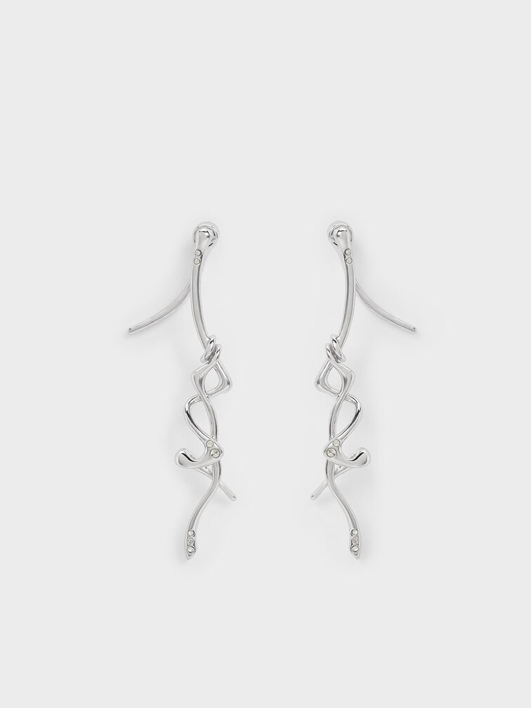Allegro Sculptural Drop Earrings, Silver, hi-res