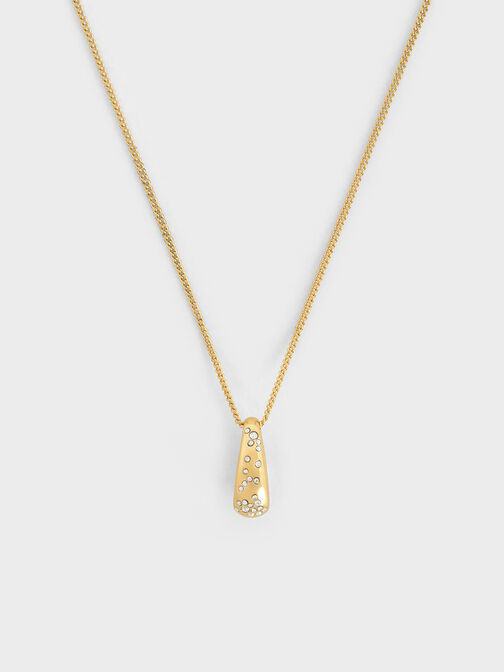Reverie Crystal Teardrop Necklace, Gold, hi-res
