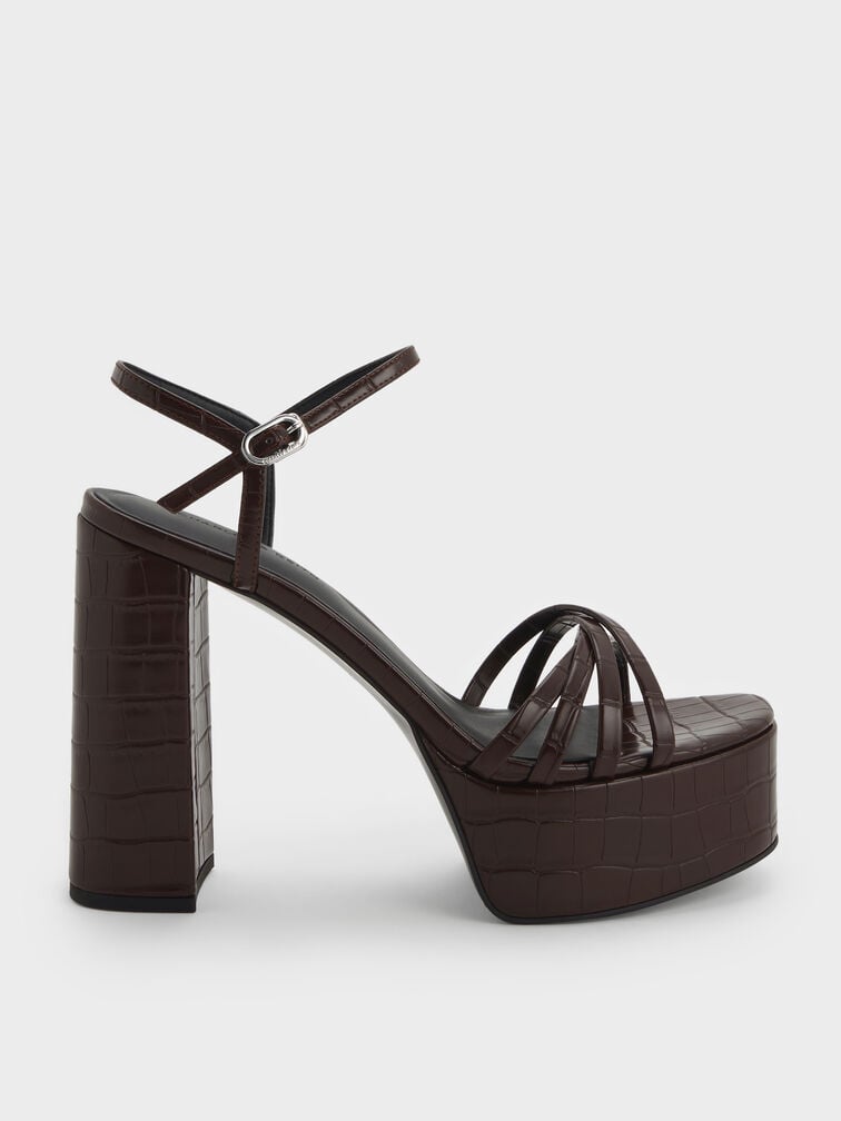 Georgina Croc-Effect Ankle-Strap Platform Sandals, Animal Print Brown, hi-res