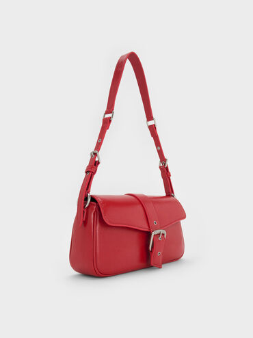 Blaise Belted Shoulder Bag, Equestrian Red, hi-res