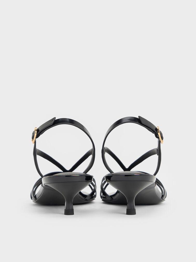 Strappy Kitten-Heel Sandals, Black Box, hi-res