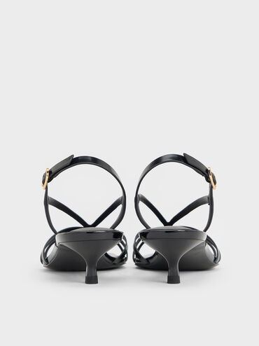 Strappy Kitten-Heel Sandals, Black Box, hi-res