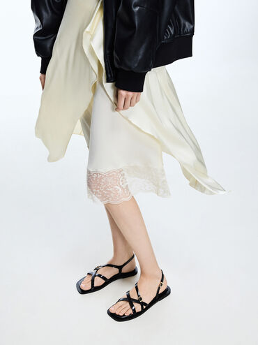 Strappy Crossover Slingback Sandals, Black Box, hi-res