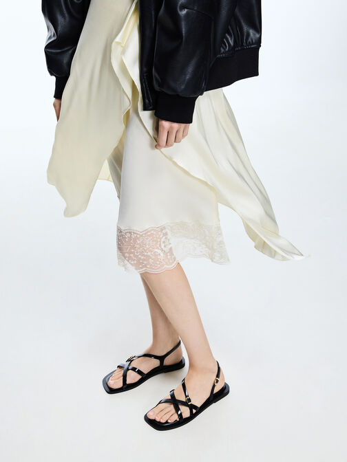 Strappy Crossover Slingback Sandals, Black Box, hi-res