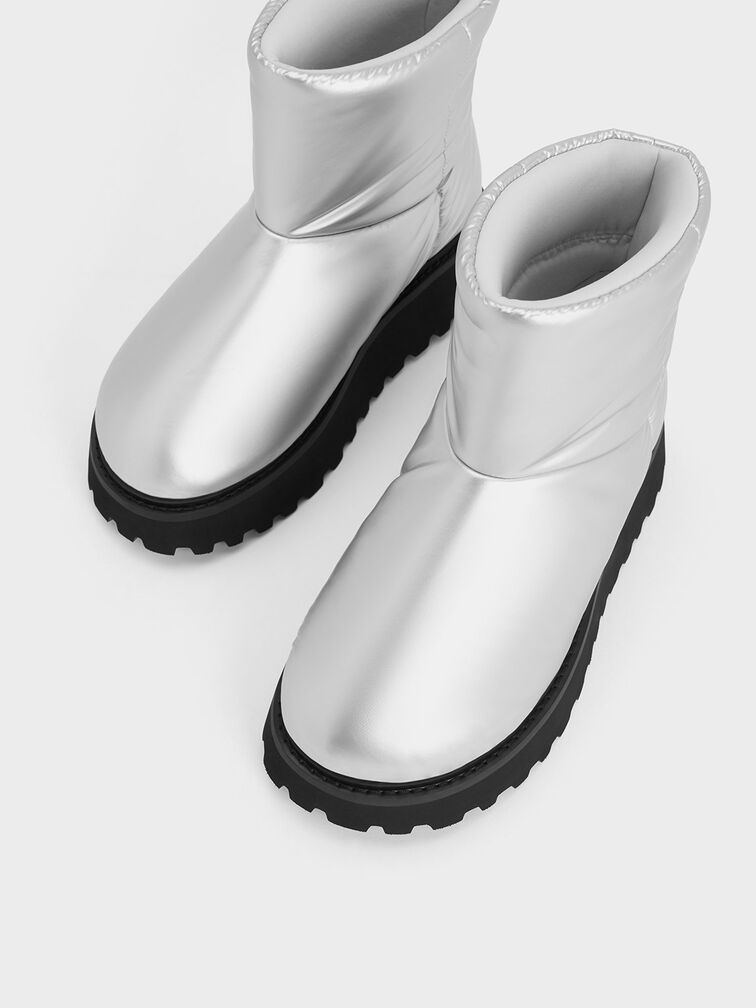 Romilly Puffy Ankle Boots, Silver, hi-res