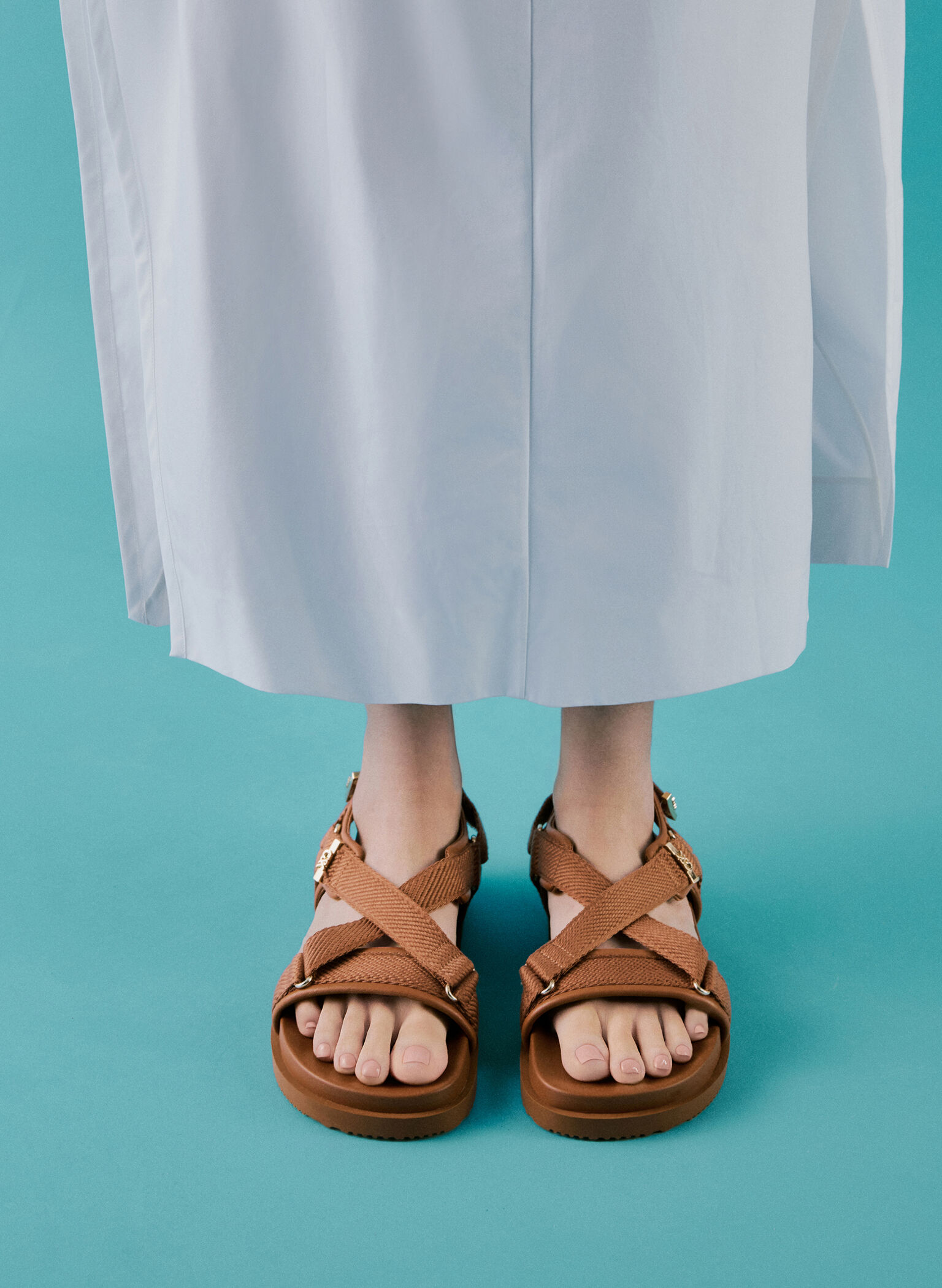 Granta Leather & Fabric Crossover Sports Sandals, Brown, hi-res