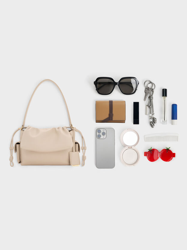 Khai Ruched Top Handle Bag, Oat, hi-res