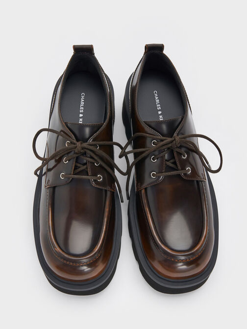 Griselda Ridged-Sole Derbys, Dark Brown, hi-res