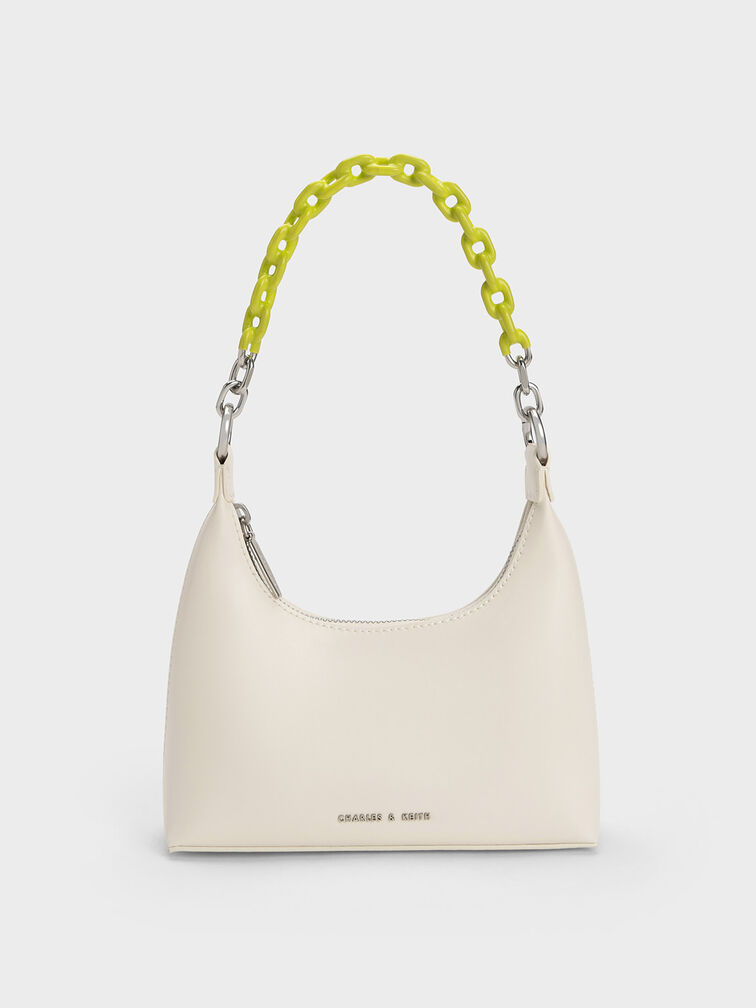 Koi Chain Handle Shoulder Bag, Cream, hi-res
