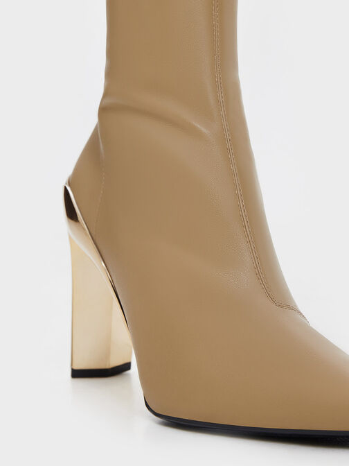 Devon Metallic Blade-Heel Ankle Boots, Taupe, hi-res