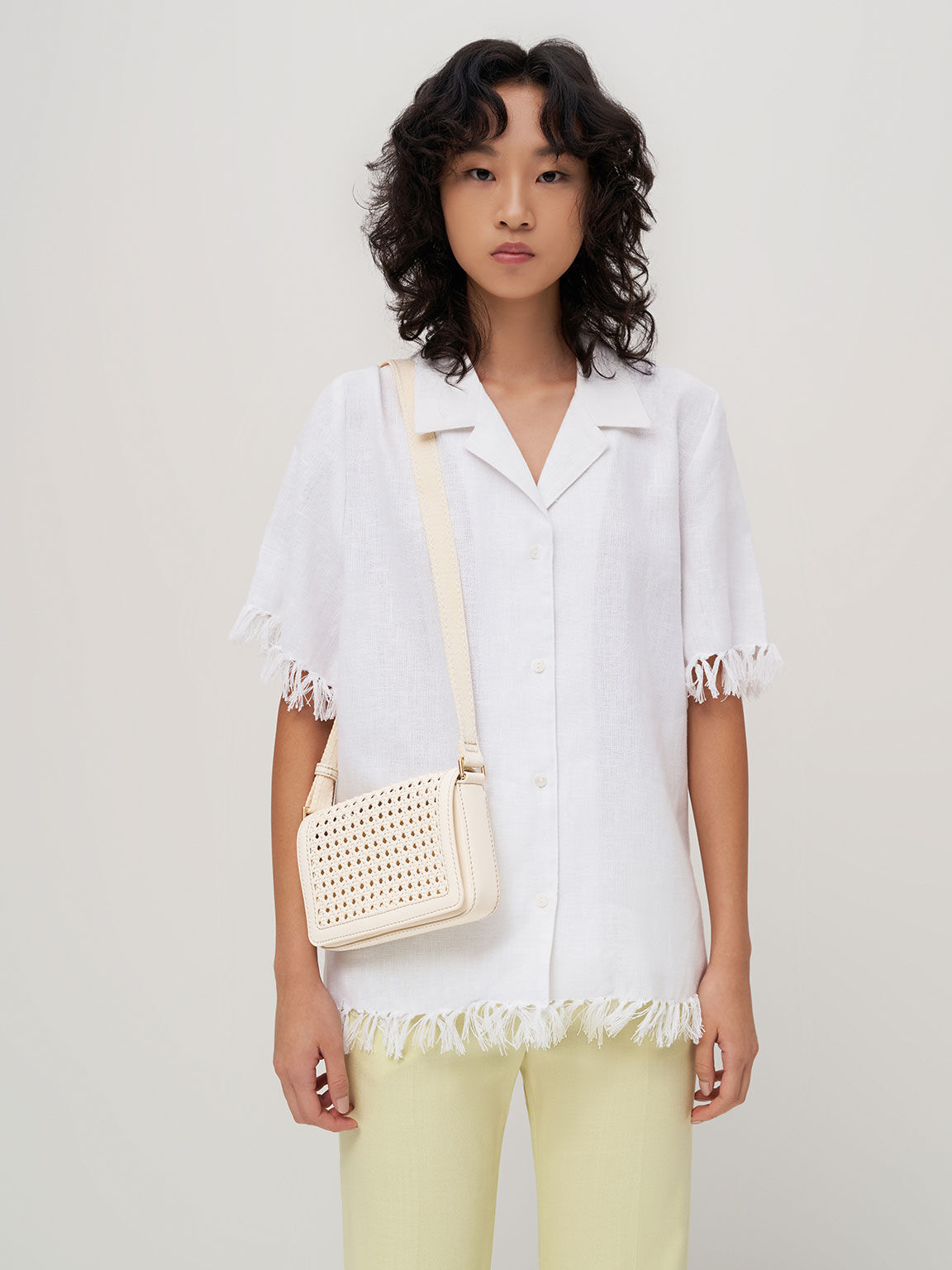 Cecily Woven Shoulder Bag, Cream, hi-res