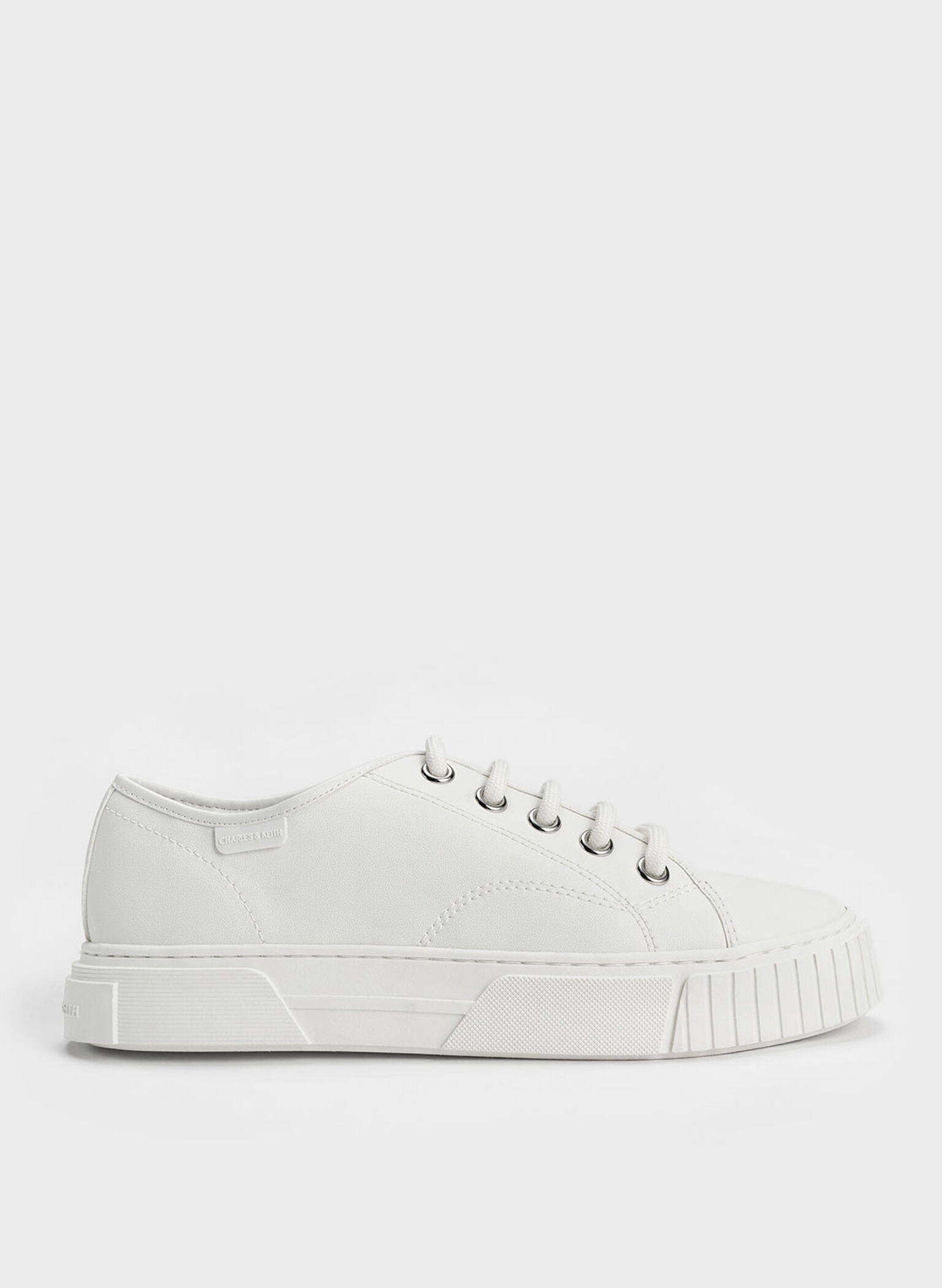 White Panelled Low-Top Sneakers - CHARLES & KEITH SG