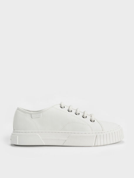 Panelled Low-Top Sneakers, White, hi-res