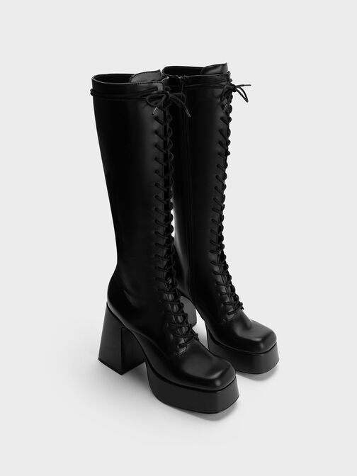 Orla Platform Knee-High Boots, Black, hi-res