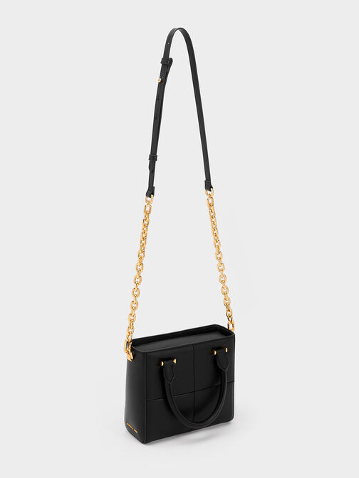 Georgette Square Tote Bag, Black, hi-res
