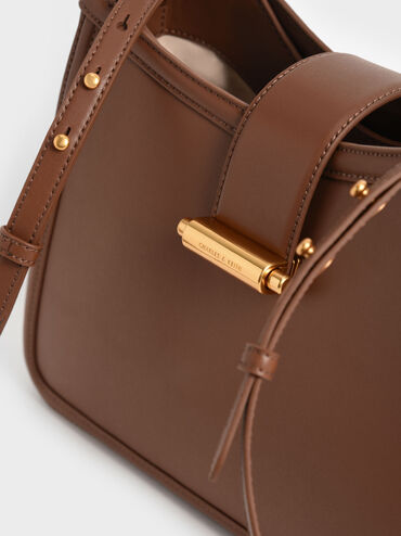 Lola Belted Hobo Bag, Chocolate, hi-res
