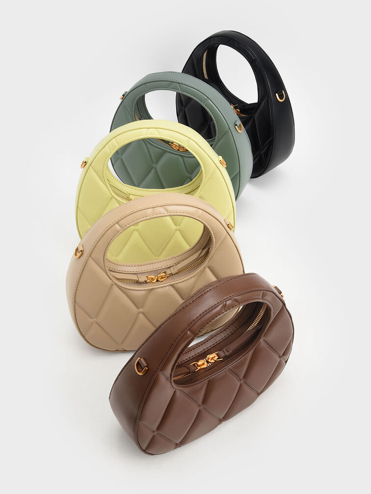 Candy Quilted Crescent Bag, Beige, hi-res